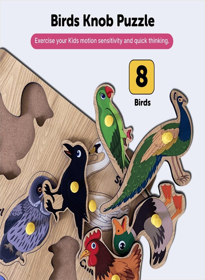 YaYplay Yay Play Educational Toys for 3 Year Old - Wooden Pegboard Knob Puzzle Birds Shape - Puzzles for Kids for Age 2-2 Years Kids Activity Toys - Learning Toy for Toddlers and Preschoolers - Image 4